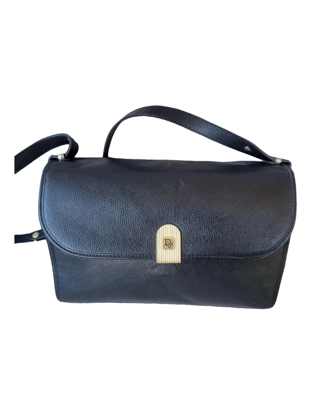 Dior Black Leather Shoulder Bag with Gold-Tone Clasp